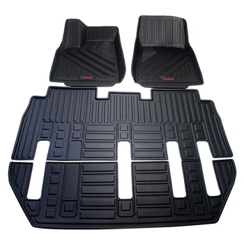 TPO Auto Covorase Pentru Tesla Model X TPO Față & Spate Negru 6/7 scaune se Potrivesc Toate-Vreme Covor Podea de Acoperire Durabil și rezistent la apă