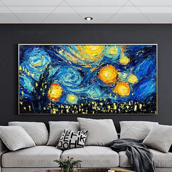 Van Gogh Starry sky Analiza Panza Pictura de renume Mondial Pictură în Ulei de Reproducere Imagine Perete Handmade Copil de Cameră Decor