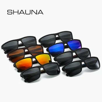 SHAUNA Retro Polarizat ochelari de Soare Barbati de Moda Elastic Negru Mat Cadru de Conducere Ochelari de Soare UV400