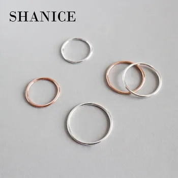 SHANICE Real Pur 925 Inel Argint Minimalist, Simplu, Neted Lucios inel Fin Inel Subțire degetul Mic Inel Pentru Femei