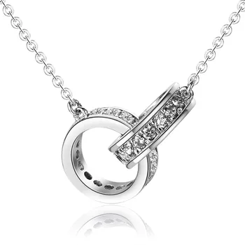 Argint 925 cerc Dublu placat, Coliere & Pandantive Pentru Femei de Moda Lady Festival Cadou Sterling-silver-bijuterii