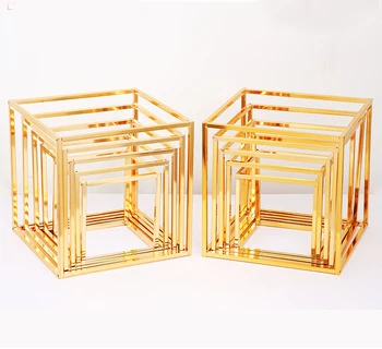 Noi 5pcs/set de aur pătrat de nunta plinta decor Fier geometrice introduse elemente de recuzită drum duce stație T consumabile