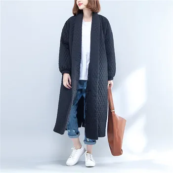 Brand-Toamna Jacheta de Iarna pentru Femei Subțire de Lumină Caldă lung hanorac Negru Vrac Haină lungă Femeile sălbatice Îmbrăcăminte coreeană haine Plus dimensiunea