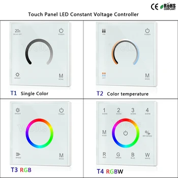 T1/T2/T3/T4 2.4 G montat pe Perete Panou Tactil LED Tensiune Constantă Controler pentru o singură culoare/temperatura de culoare/RGB/benzi cu led-uri RGBW