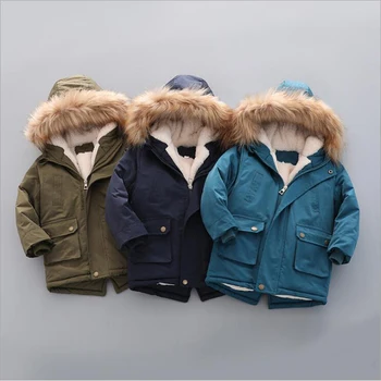 Moda de iarna Plus Catifea Caldă Copii Baieti Jachete Groase, Paltoane cu Gluga pentru Baieti din Bumbac Baieti de Îmbrăcăminte de Îmbrăcăminte pentru Copii de 3 Culori
