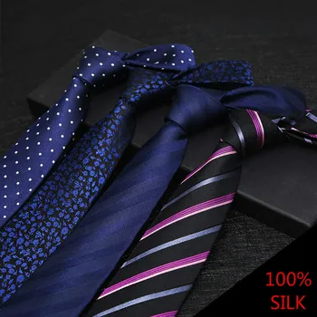2020 NOU Oamenii de Afaceri Cravată Albastră Dot Fir de bumbac vopsit Jacquard Genuine Cravată de Mătase pentru Uzura Formale Mirele Nunta Petrecere