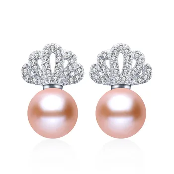 Noi, Natural De Apă Dulce Pearl Cercei Moda Shell Zircon Cercei Drăguț 925 De Bijuterii De Argint Pentru Femei Accesorii