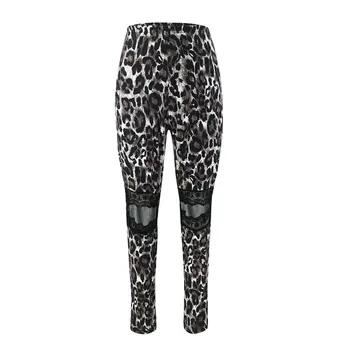 Femei de moda de Vară Leopard Print Pantaloni Mozaic Dantela Elastic Talie Mare Solduri Slim Pantaloni de Streetwear Haine de sex Feminin Nou