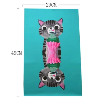 29*49CM minunat de desene animate Drăguț Pisica tipar Digital model de serie Raionul de mătase de Poziționare se Taie Manual DIY manopera sac textil 2 buc