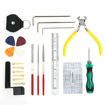 Ammoon Chitara de Reparare Întreținere Curățare Tool Kit-ul Include Șir de Acțiune Conducător & Gauge Instrument de Măsurare & Cheie Hex Set