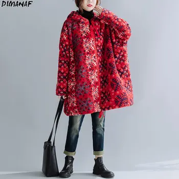 DIMANAF Femei, Plus Dimensiune Haine 2020 Iarna Noi Cașmir Haina Haine de Crăciun Print Hanorac Design Cald Flocking Îmbrăcăminte exterioară 5XL 6XL