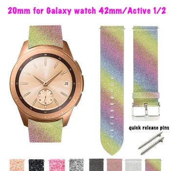 Bling Curea de Ceas din Piele pentru Samsung Galaxy Watch 42mm Trupa Activ 2 Înlocuire Sclipici Watchband de Viteze Sport Mat Bratara