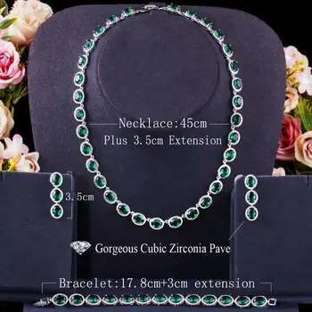 BeaQueen Exclusive Bijuterii de Lux Verde Cubic Zirconia Colier Cercei Bratari Partid Set de Bijuterii pentru Femei JS273