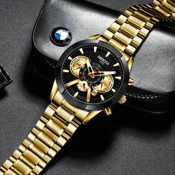 NIBOSI Bărbați ceasuri de lux de top de brand bărbați cuarț ceas de mână de aur de moda casual, ceas Militar ceasuri Relogio Masculino