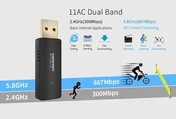 Comfast 1200Mbps Dual Band Wireless USB3.0 Dongle Wifi Adapter 802.11 a/g/n/ac Antena Mu-Mimo Wirless Rețea Lan Card CF-913AC