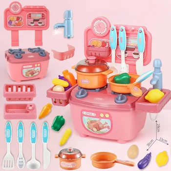 Familial pentru copii jucarii Mini tacamuri de masa care circulă apă de gătit băieți și fete simulare bucatarie jucarii