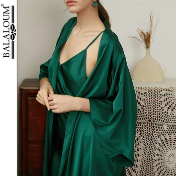 BALALOUM Nou-veniți Femei rochia Verde de Mătase Sexy Kimono cămașă de noapte Cămașă de noapte Petrecerea de nunta de Nunta Halate de Baie Cadou de Înaltă Calitate