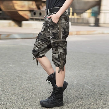 Camuflaj Tactice pantaloni Scurți Femei Bărbați Militar Cargo Pantaloni Trunchiate Armata Cuplu Multi-buzunar de Bumbac Respirabil pantaloni Scurți Cu Curea