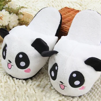 Super Germinare Piersic Femei Panda Papuci De Desene Animate De Pluș Îngroșarea Acasă Papuci De Casă Minunat De Cald Iarna Bumbac Papuci