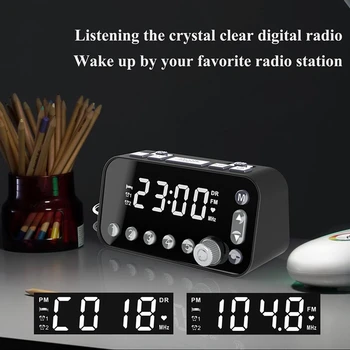 Ceas cu Alarmă Digital DAB FM Radio cu Ceas Deșteptător, Dual USB Port de Încărcare Ecran LCD Iluminare din spate Reglabilă de Volum de Alarmă Ceas Deșteptător