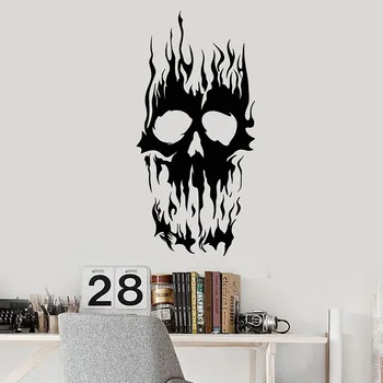Casa Bantuita Perete Decal Groază Înfricoșător Tatuaj Craniu De Incendiu Schelet Dormitor Teen Peștera Home Decor De Perete De Vinil Autocolante Murale Q285