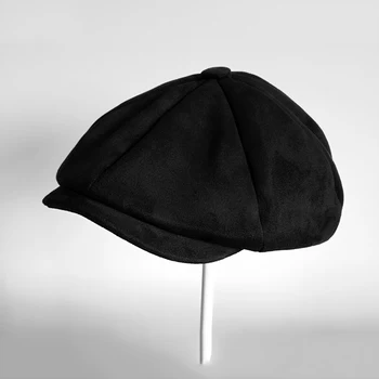 Clasa de Top de piele de Căprioară vânzător de ziare Capace Barbati Grey Supradimensionate circumferinta capului Capace Plate Femei Britanice Gatsby Capac Toamnă Iarnă Pălării BLM114