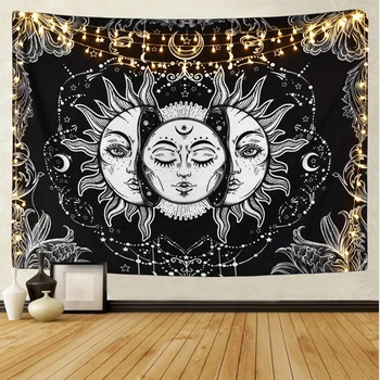 Mandala Psihedelice Soarele și Luna Murală Acasă Accesorii Decor Agățat de Perete Orizontal Tapiserie Cu Art Chakra Hippie