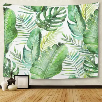 Verde Tropical Palm Frunze de Feriga pe Acuarelă Parte Junglă Tapiserie de Perete pentru Camera de zi Dormitor Dormitor 50x60 cm