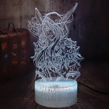 World of Warcraft cel mai bun Windrunner Joc 3D LED iluzie Crackle Alb Lumina de Noapte Lampa de Birou Decor Acasă Băieții de Crăciun lampa