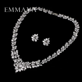 Emmaya Nou Top Alb Placă de Aur de Flori AAA Zircon Pandantiv/Cercei pentru Femei Seturi de Bijuterii de Nunta