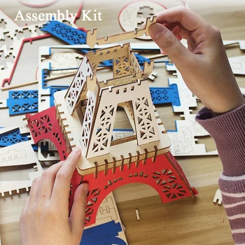 Tăiere cu Laser 3D Puzzle din Lemn Woodcraft Kit de Construcție Puzzle-uri pentru Copii de Învățământ Jucării ruse de Craciun Casa cu 149pcs Piese