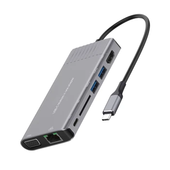 Tip-C pentru HDMI+2 Port USB3.0+SD+PD+Port Gigabit Ethernet+VGA+o Multi-Funcție Docking Station