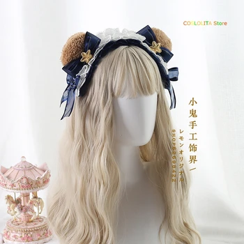 Japoneze Lolita Urs de urechi pe Bentita de Par hoop Dulce KC Ac de par Frizură Drăguț Bowknot Horoscop Hand-made ornamente de Păr Cosplay