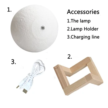 Linson de Imprimare 3D Led Luna Lampa cu Senzor Tactil USB Reîncărcabilă Lumina de Noapte Dormitor Reglabil Luna Cadou de Lumină Led-uri