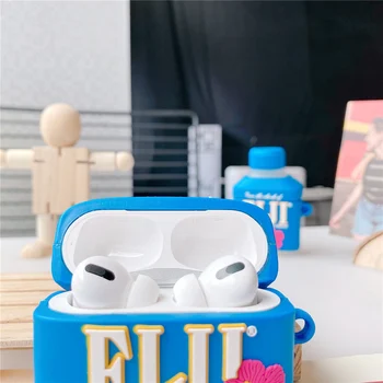 Drăguț 3D sticlă de apă minerală FIJI Hibiscus fără Fir Bluetooth Casti Caz Pentru AirPods Pro 2 1 Silicon Moale Cască Capac Cutie