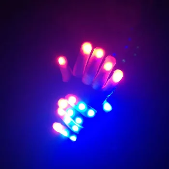 LED Mănuși Neon Guantes Stralucitoare Petrecere de Halloween Lumina Recuzită Luminos de Lumină Moduri de Deget de Lumină Degetul Jucarii Copii, articole Party