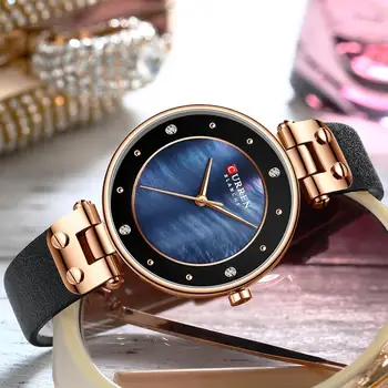 CURREN Femei Ceasuri Simplu Nou Cuarț Ceas Elegant de Lux din Piele Curea Ceas de mana pentru Femei Cuarț Doamnelor ceasuri Reloj Mujer