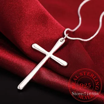 New Sosire Argint 925 Lungi Cruce Coliere Pandantiv Vânzare Fierbinte Argint Pur Declarație de Bijuterii pentru Femei Petrecerea de Nunta Cadou