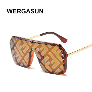 WERGASUN Nou F Scrisoare ochelari de Soare Femei Vintage Supradimensionate Gradient de Ochelari de Soare Nuante de sex Feminin Designer de Lux ochelari de soare UV400