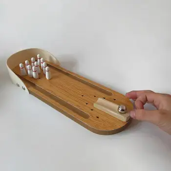 Din lemn Mini Bowling Părinte-copil Interactive Tabla de Joc Copii, Joc de Bord Jucărie Minge de Joc de Puzzle, Joc de Strategie
