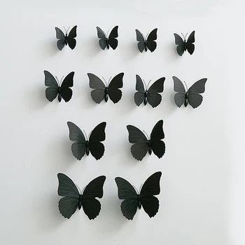 2set(24buc.) Creative PVC Negru Fluture Cu Magnet Și Autocolant de Dimensiuni Asortate Acasă Decorare Nunta