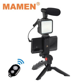 MAMEN Vlogging Studio Kituri Video de Fotografiere Fotografie Costum Cu Microfon LED-uri Lumina de Umplere Trepied Pentru Camera Smartphone Universal