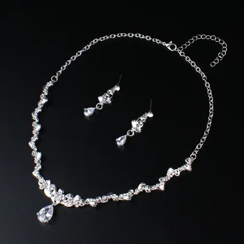 Jiayijiaduo Nunta Bijuterii Set Rafinat Zircon Cristal Colier Cercei Set pentru Femei Rochii Accesorii Cadou de Argint de Culoare