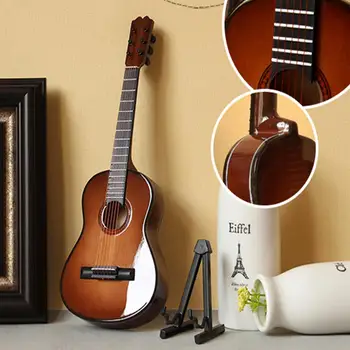 Mini Chitara Clasica din Lemn in Miniatura Chitara Model de Instrument Muzical 2021 Guitarra Decor Cadou cu Caz Suport de Cafea