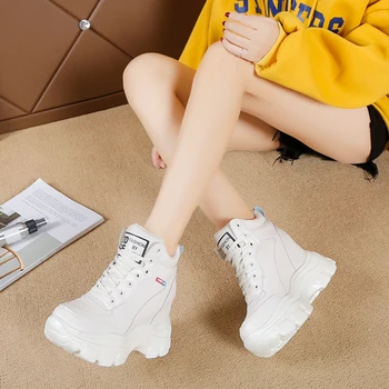 Reflectorizante Femei Indesata Adidași de Moda Tata Pantofi Alb Crește 10cm Platforma Sport Femei Pantofi Tenis Feminino 2020