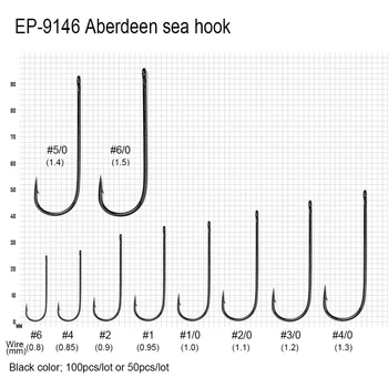 Eupheng 100buc Sau 50pcs EP-9146 Aberdeen Mare Coadă Lungă de Pescuit Sportiv Cârlig de Culoare Neagră Pește Carlige Wide Gape Cârlig de Pescuit