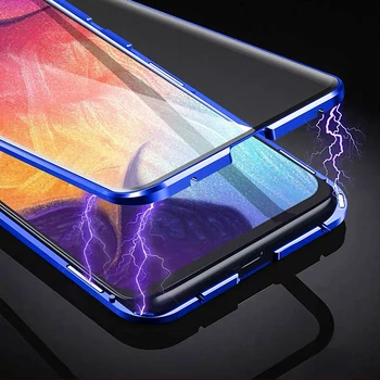 360 Full Metal Magnetic Dublu Partea De Sticlă Caz De Telefon Pentru Samsung S10 Cazul Galaxy S8 9 A20 Magnet De Adsorbție Capac Sticla