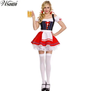 Sexy Femei German Oktoberfest Costume Dirndl Bere Bavareză Târfă Chelneriță Menajera Rochie Fancy